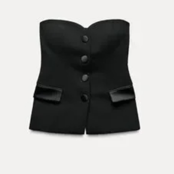 Zara Black Strapless Tailored Bustier - Picture 3 of 16